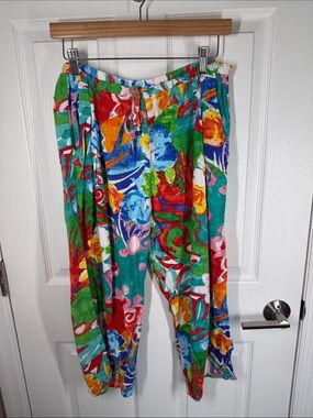 Jams World Origami Flower pattern colorful printed crop pants size large